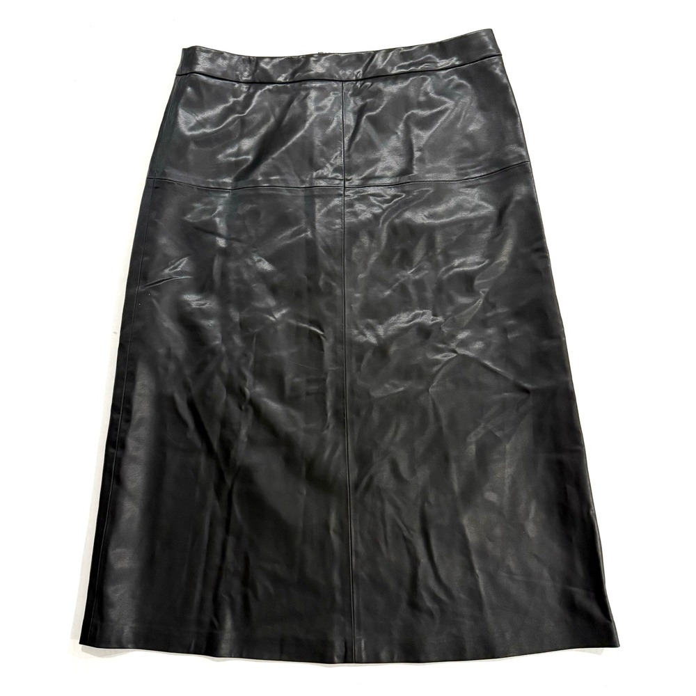 Petal and Pup Midi Skirt Womens Size 12 Faux Leather Black Lined